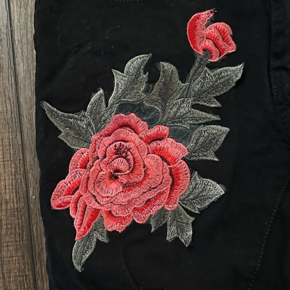Machine Rose Embroidered Black Skinny Jean - Picture 2 of 5